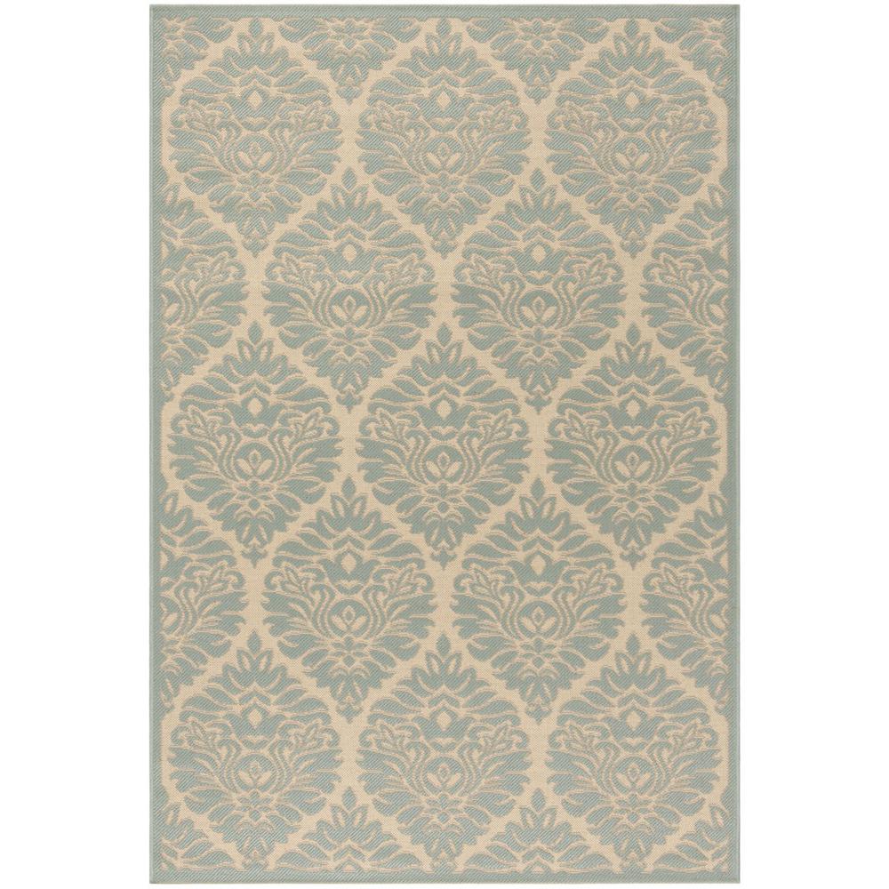 LINDEN 100, CREAM / AQUA, 5'-1" X 7'-6", Area Rug, LND135L-5. Picture 1