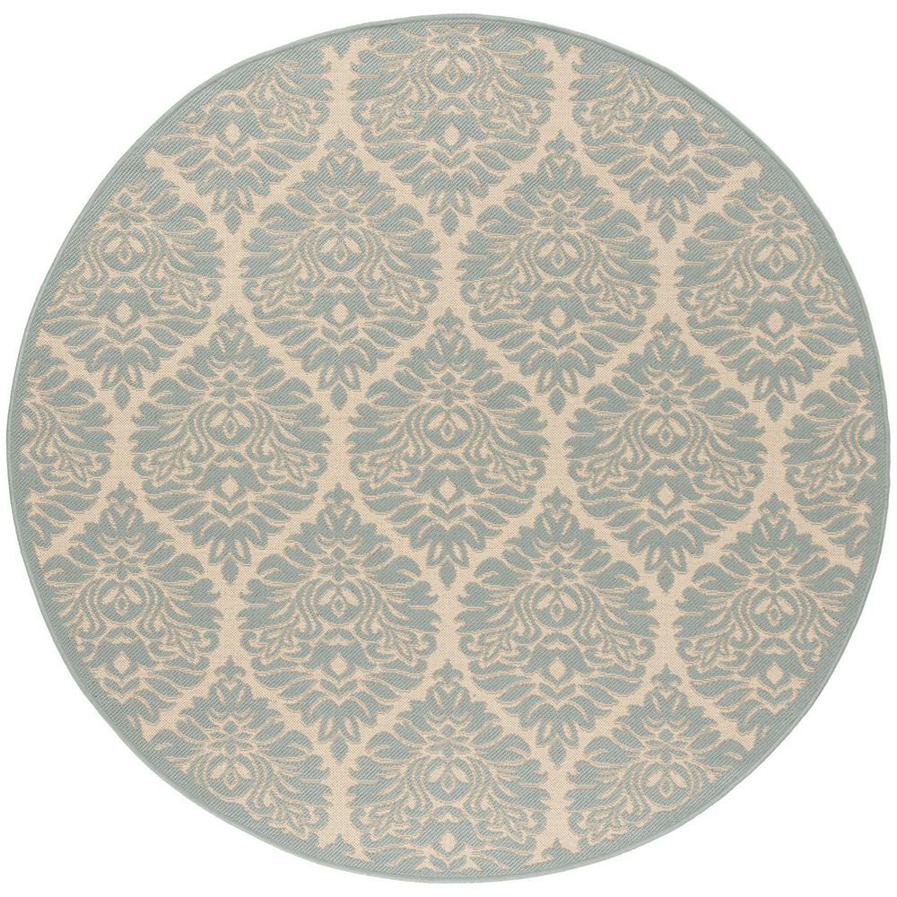 LINDEN 100, CREAM / AQUA, 6'-7" X 6'-7" Round, Area Rug, LND135L-6R. Picture 1