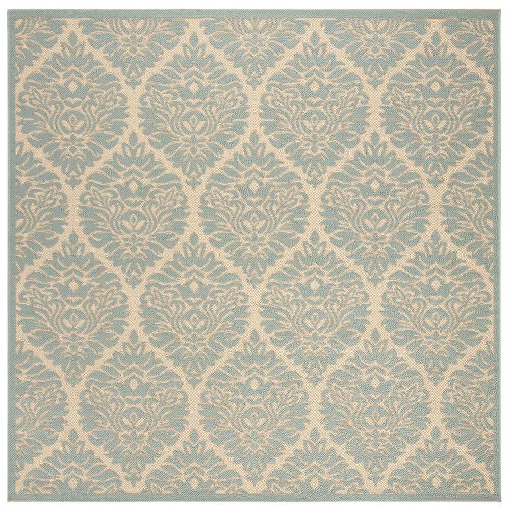 LINDEN 100, CREAM / AQUA, 6'-7" X 6'-7" Square, Area Rug, LND135L-6SQ. Picture 1
