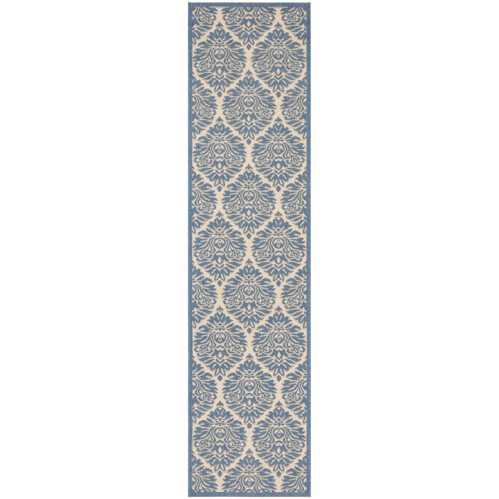 LINDEN 100, CREAM / BLUE, 2' X 8', Area Rug, LND135N-28. Picture 1