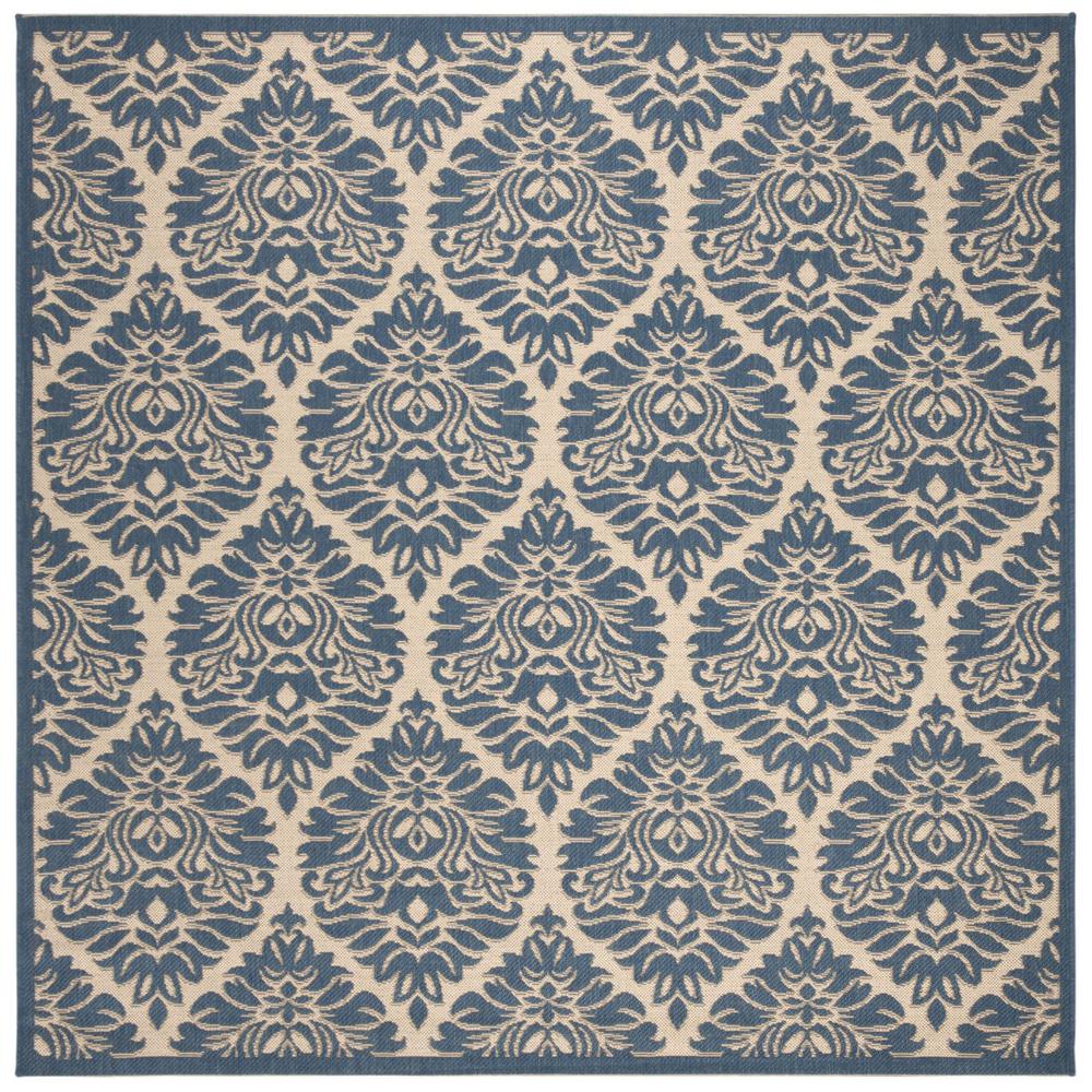 LINDEN 100, CREAM / BLUE, 6'-7" X 6'-7" Square, Area Rug, LND135N-6SQ. Picture 1