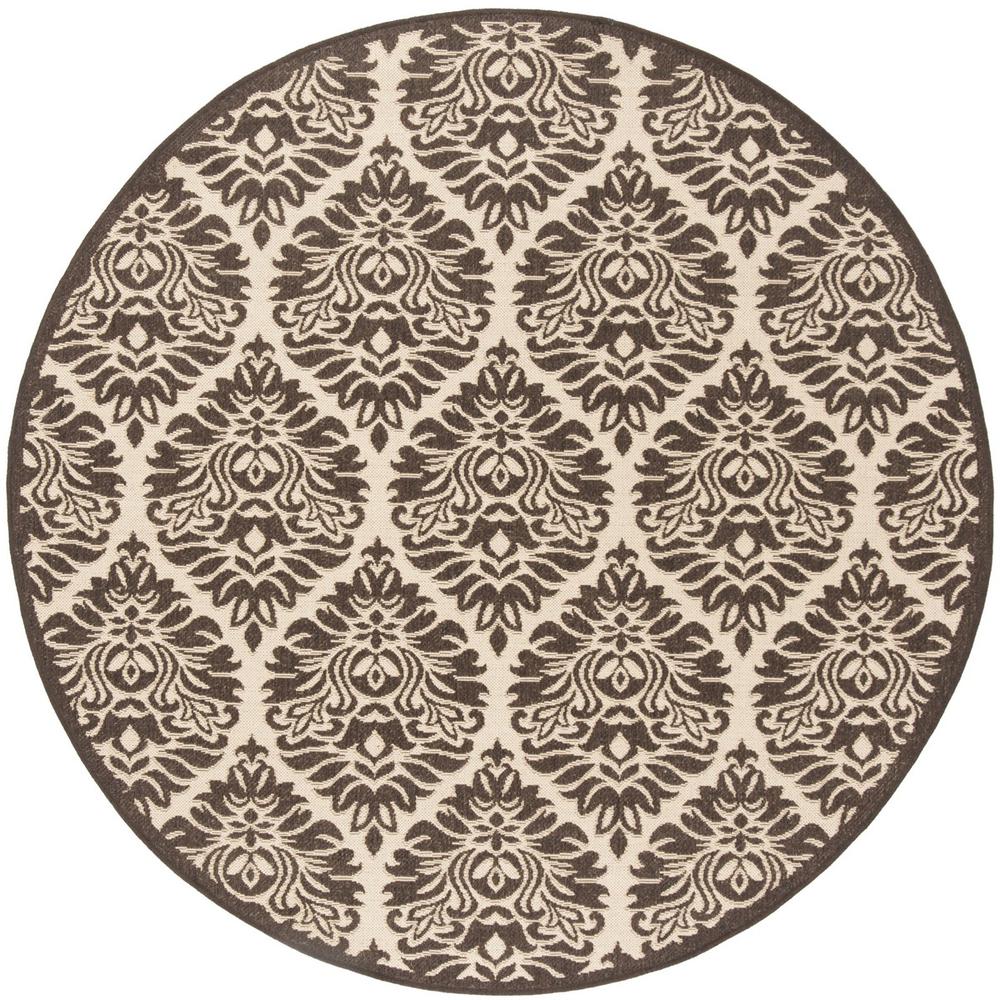 LINDEN 100, CREME / BROWN, 6'-7" X 6'-7" Round, Area Rug, LND135U-6R. Picture 1
