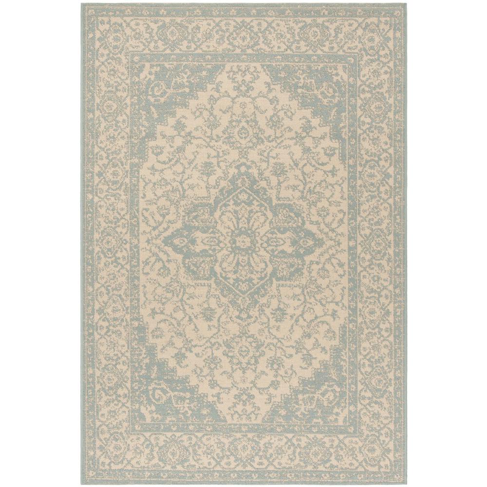 LINDEN 100, CREAM / AQUA, 5'-1" X 7'-6", Area Rug, LND137L-5. Picture 1