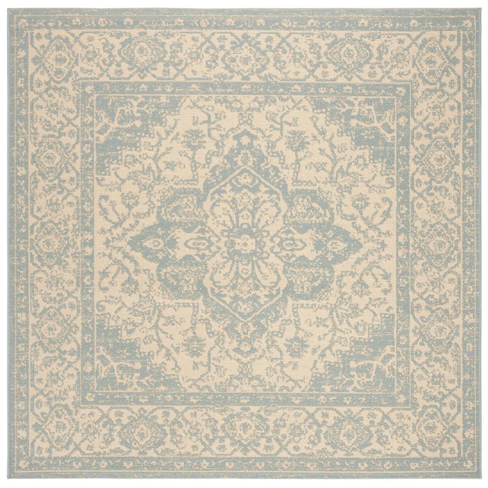 LINDEN 100, CREAM / AQUA, 6'-7" X 6'-7" Square, Area Rug, LND137L-6SQ. Picture 1