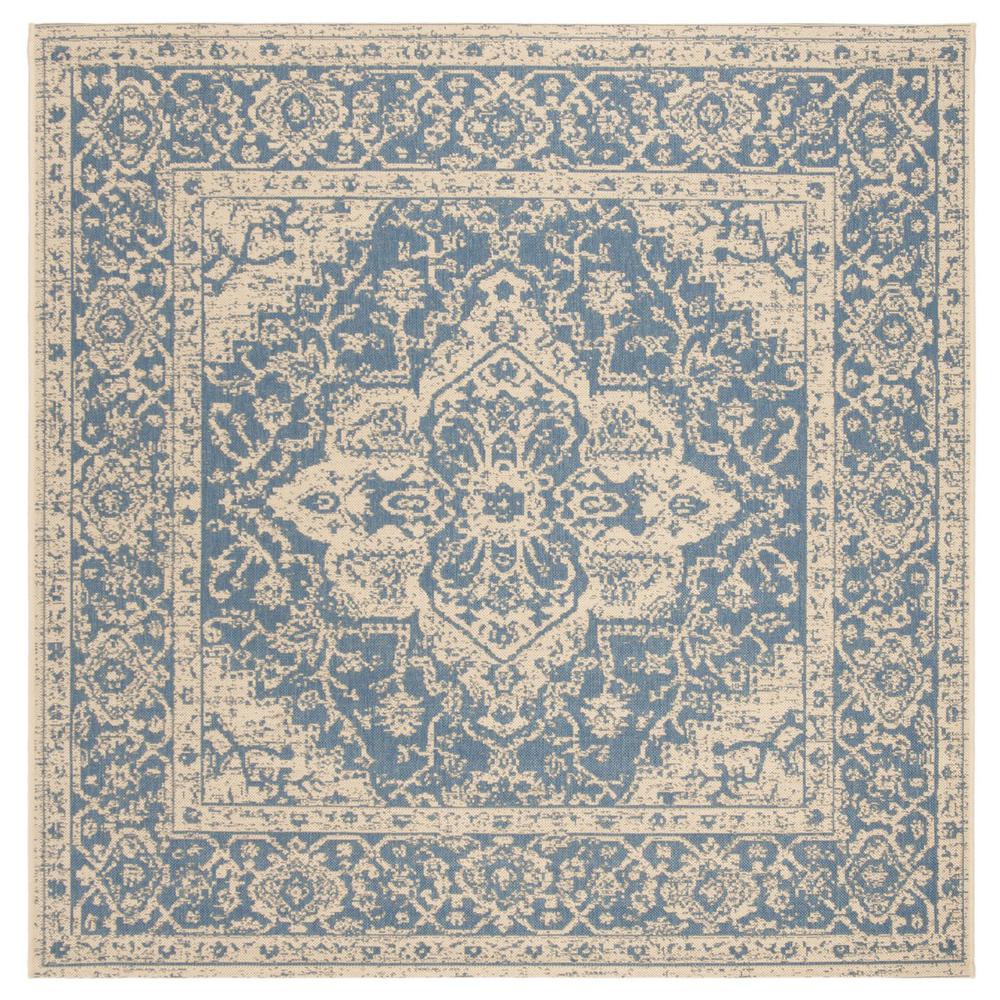 LINDEN 100, BLUE / CREME, 6'-7" X 6'-7" Square, Area Rug, LND137M-6SQ. Picture 1