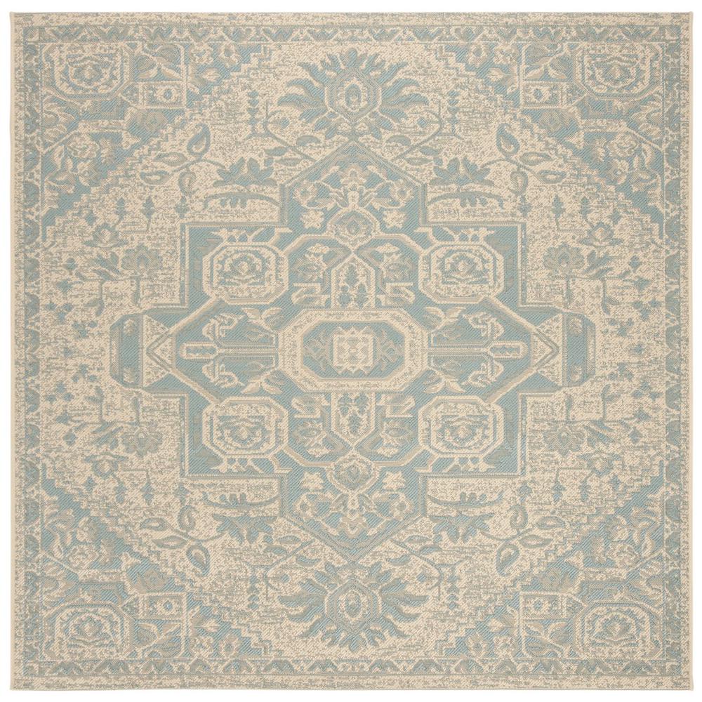 LINDEN 100, AQUA / CREAM, 6'-7" X 6'-7" Square, Area Rug, LND138K-6SQ. Picture 1