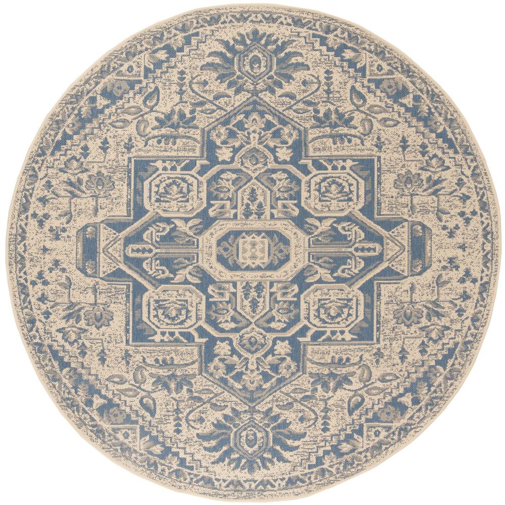 LINDEN 100, BLUE / CREME, 6'-7" X 6'-7" Round, Area Rug, LND138M-6R. Picture 1