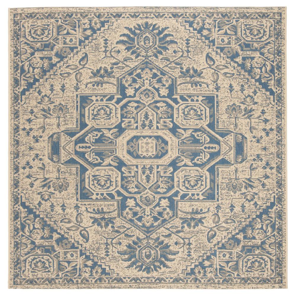 LINDEN 100, BLUE / CREME, 6'-7" X 6'-7" Square, Area Rug, LND138M-6SQ. Picture 1