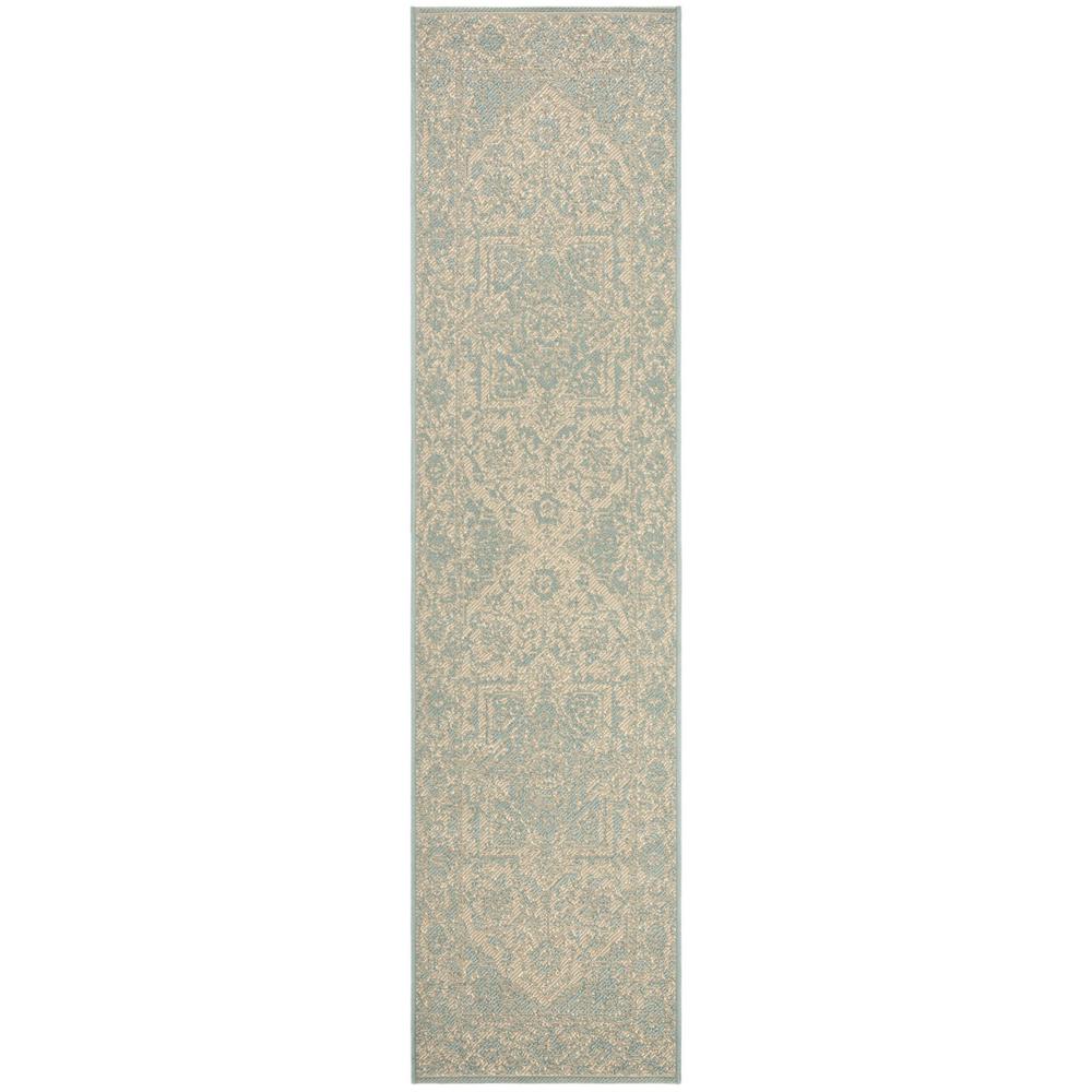 LINDEN 100, CREAM / AQUA, 2' X 8', Area Rug, LND139L-28. Picture 1