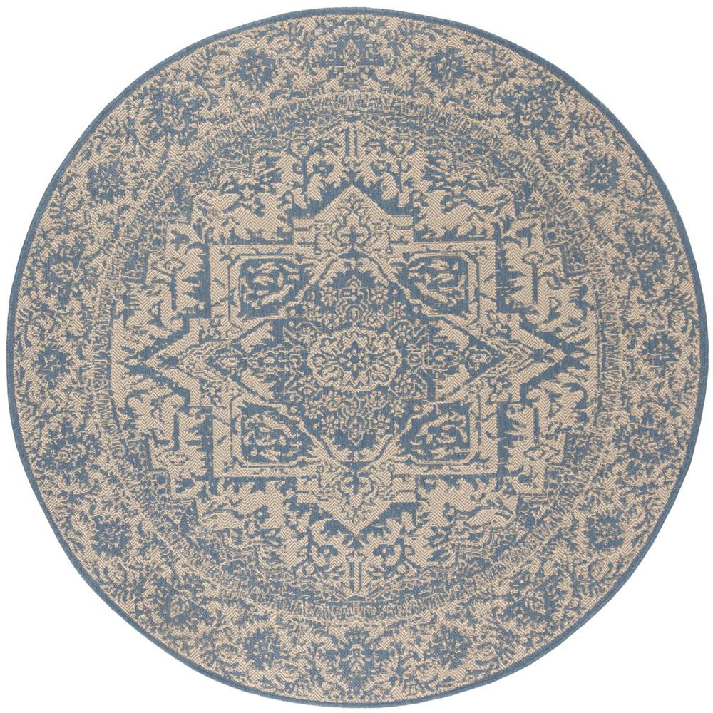 LINDEN 100, CREAM / BLUE, 6'-7" X 6'-7" Round, Area Rug, LND139N-6R. Picture 1