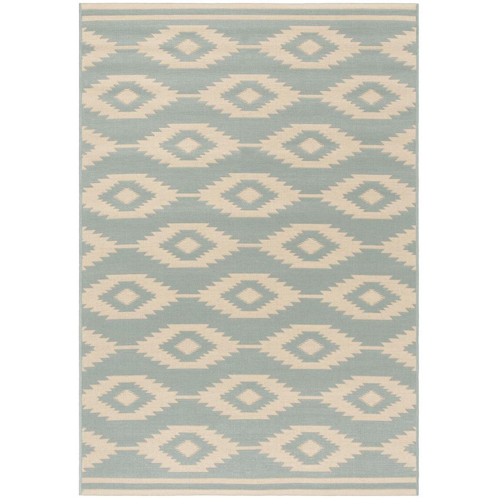 LINDEN 100, CREAM / AQUA, 5'-1" X 7'-6", Area Rug, LND171L-5. Picture 1