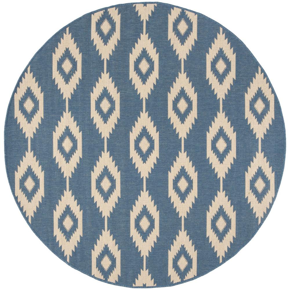 LINDEN 100, CREAM / BLUE, 6'-7" X 6'-7" Round, Area Rug, LND171N-6R. Picture 1