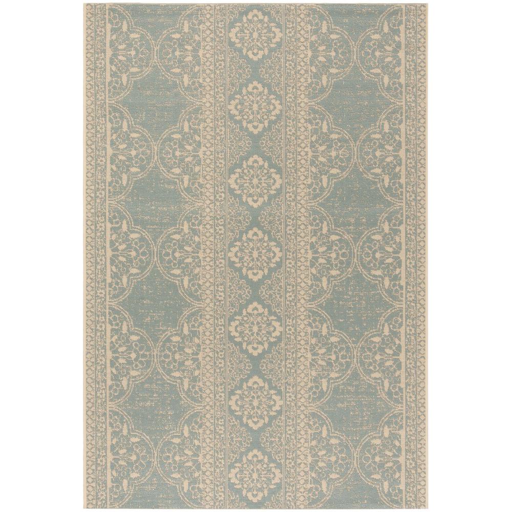 LINDEN 100, CREAM / AQUA, 5'-1" X 7'-6", Area Rug, LND174L-5. Picture 1