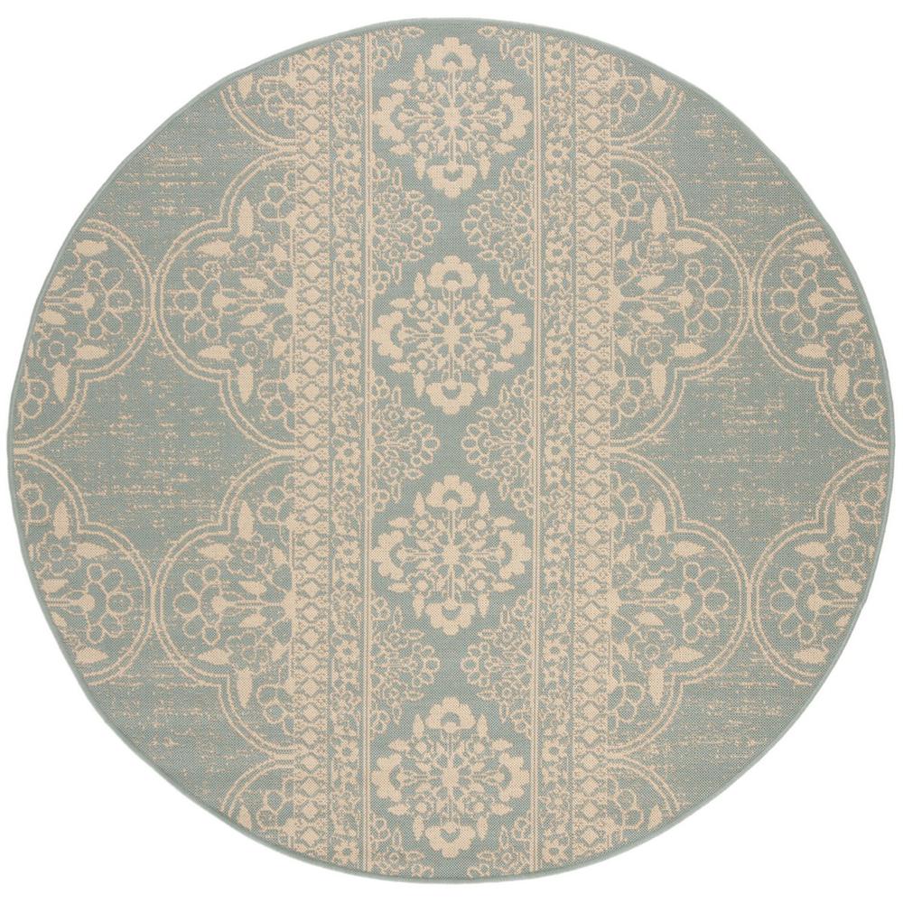 LINDEN 100, CREAM / AQUA, 6'-7" X 6'-7" Round, Area Rug, LND174L-6R. Picture 1