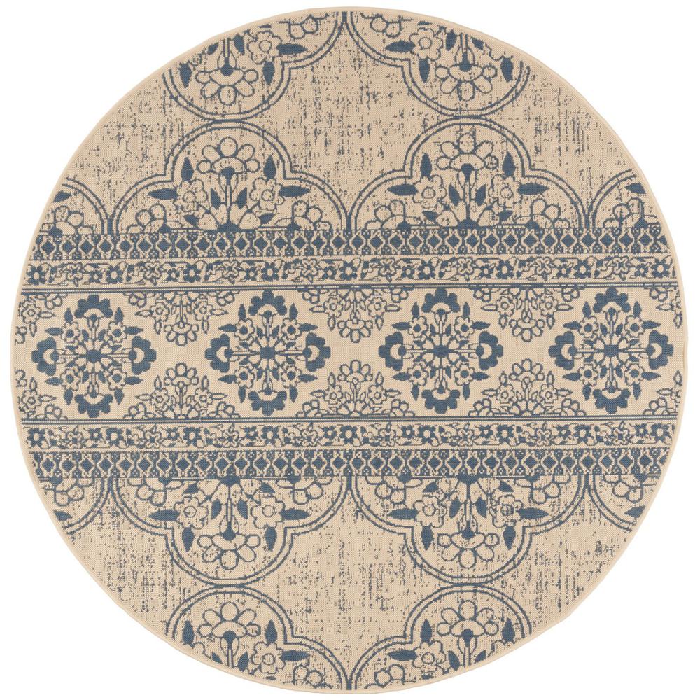LINDEN 100, BLUE / CREME, 6'-7" X 6'-7" Round, Area Rug, LND174M-6R. Picture 1