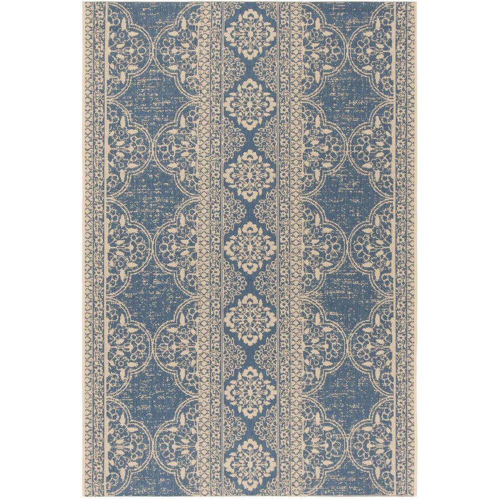 LINDEN 100, CREAM / BLUE, 5'-1" X 7'-6", Area Rug, LND174N-5. Picture 1