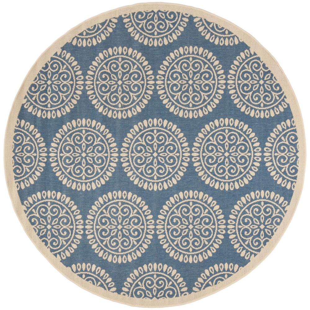 LINDEN 100, BLUE / CREME, 6'-7" X 6'-7" Round, Area Rug, LND176M-6R. Picture 1