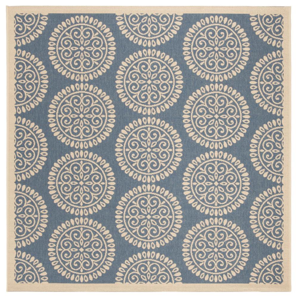 LINDEN 100, BLUE / CREME, 6'-7" X 6'-7" Square, Area Rug, LND176M-6SQ. Picture 1