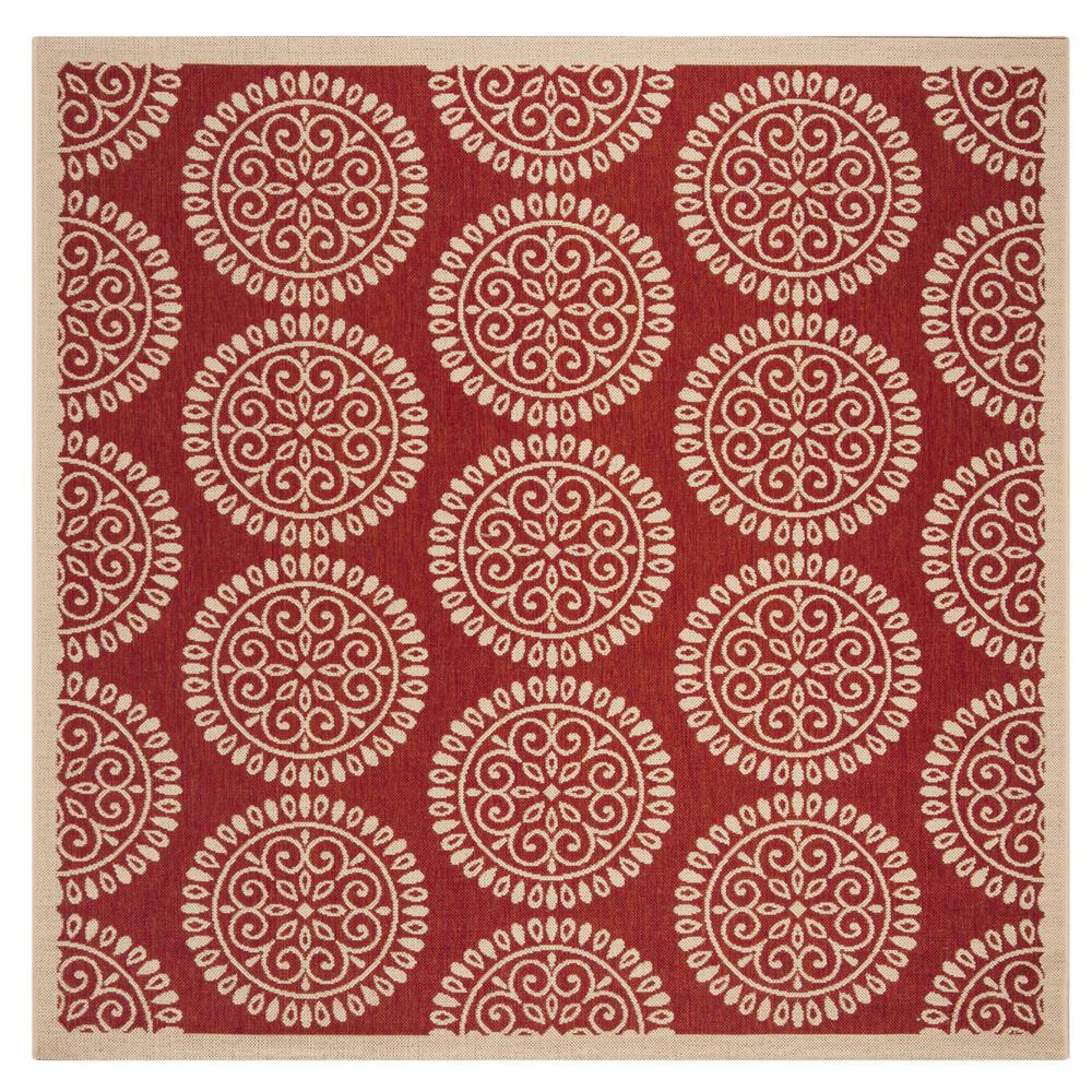 LINDEN 100, RED / CREME, 6'-7" X 6'-7" Square, Area Rug, LND176Q-6SQ. Picture 1