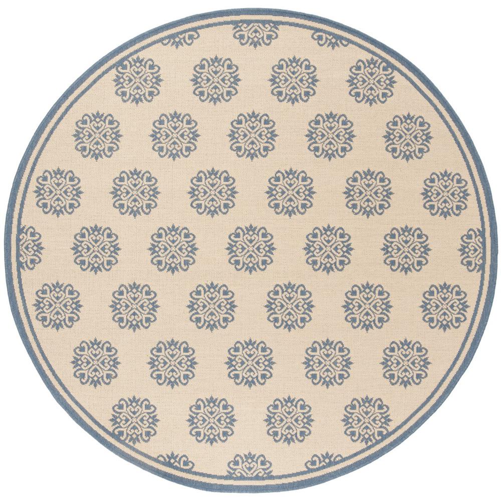 LINDEN 100, BLUE / CREME, 6'-7" X 6'-7" Round, Area Rug, LND181M-6R. Picture 1