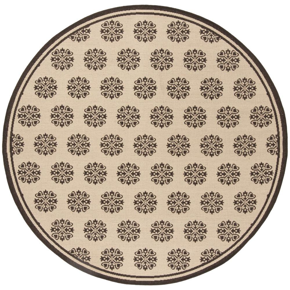 LINDEN 100, CREME / BROWN, 6'-7" X 6'-7" Round, Area Rug, LND181U-6R. Picture 1