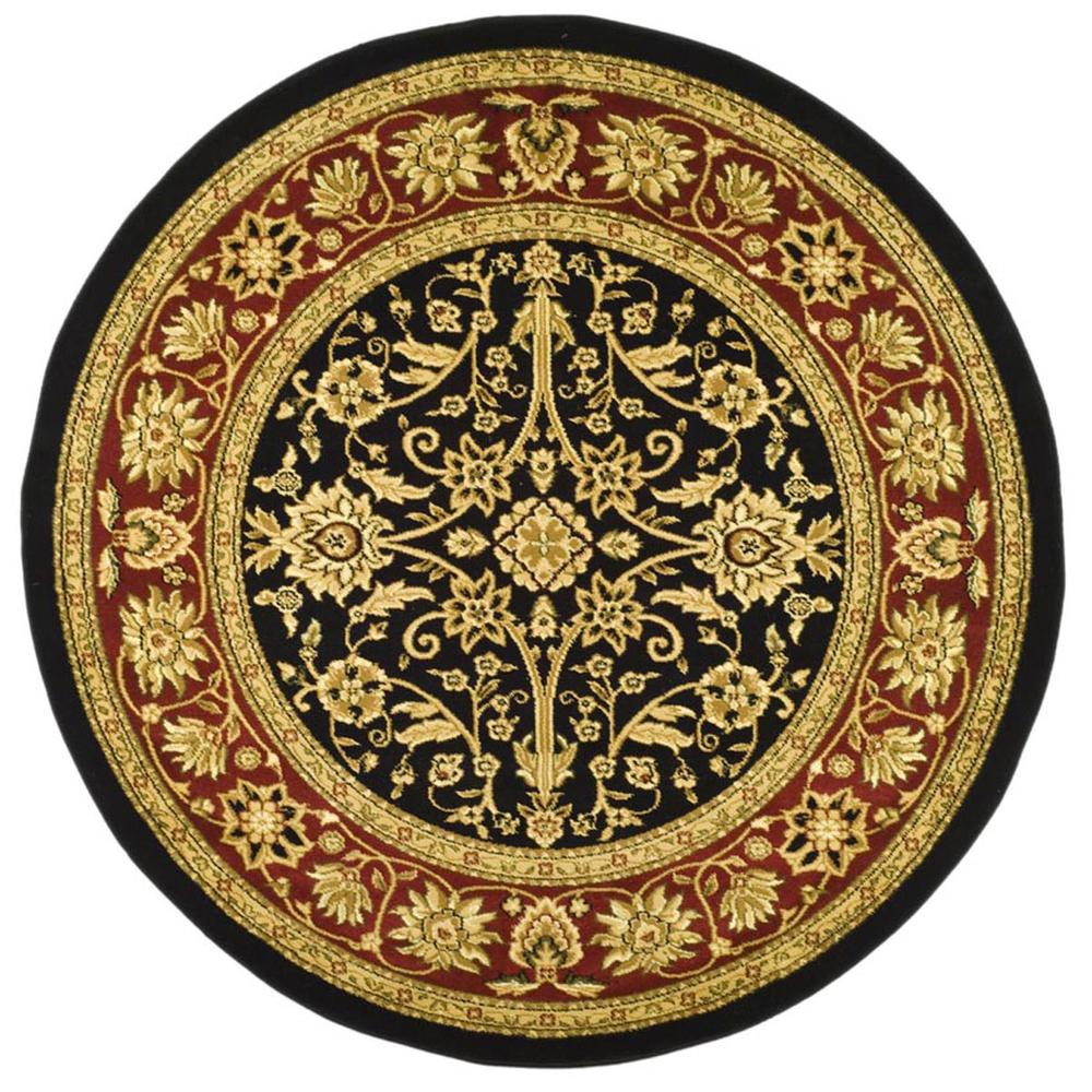 LYNDHURST, BLACK / RED, 5'-3" X 5'-3" Round, Area Rug. Picture 1