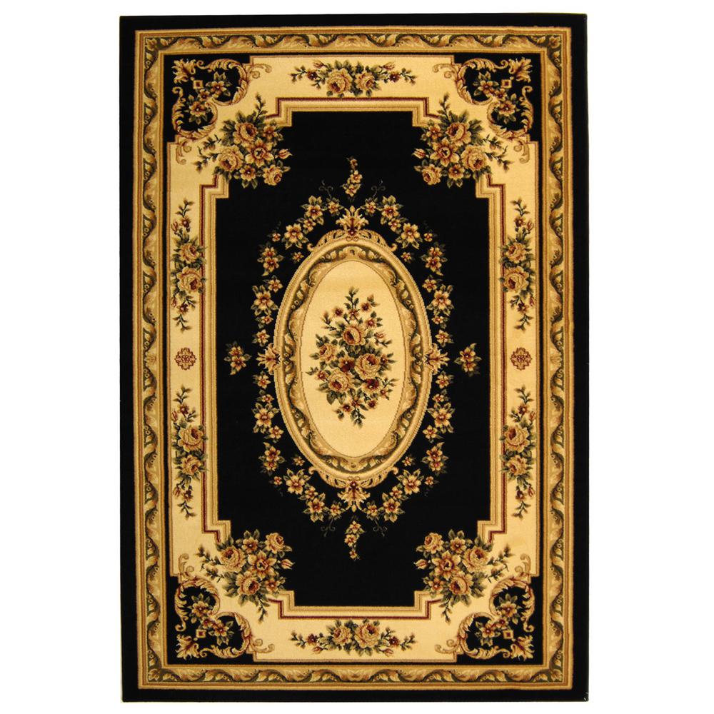 LYNDHURST, BLACK / IVORY, 5'-3" X 7'-6", Area Rug, LNH218A-5. Picture 1