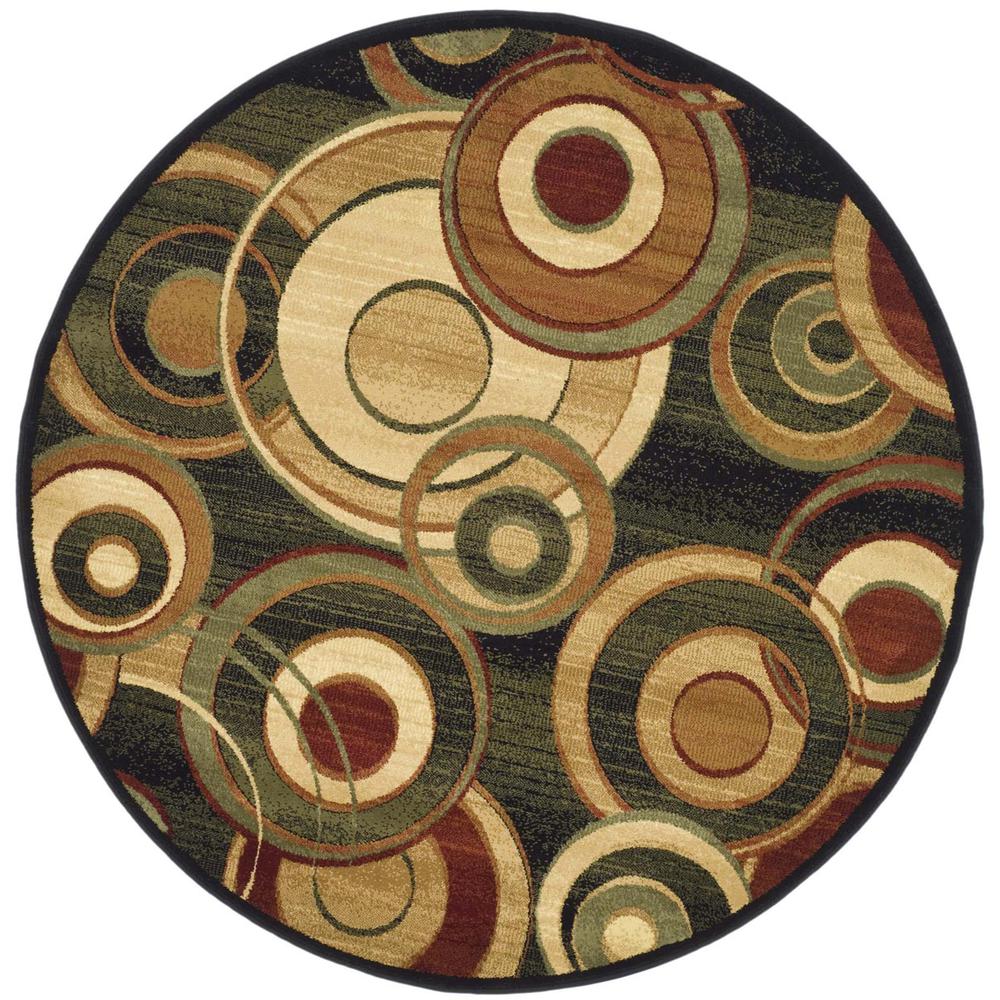 LYNDHURST, BLACK / MULTI, 5'-3" X 5'-3" Round, Area Rug, LNH225B-5R. Picture 1