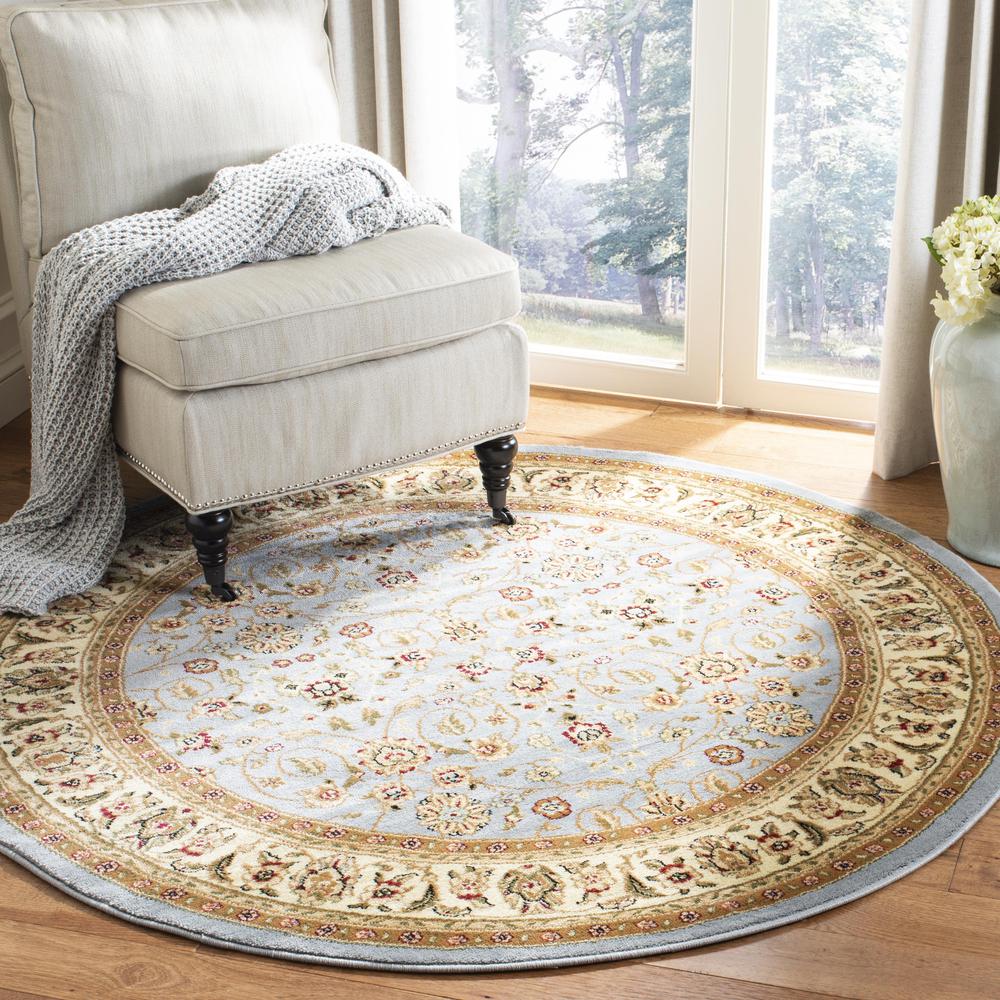 LYNDHURST, LIGHT BLUE / IVORY, 5'-3" X 5'-3" Round, Area Rug. Picture 3