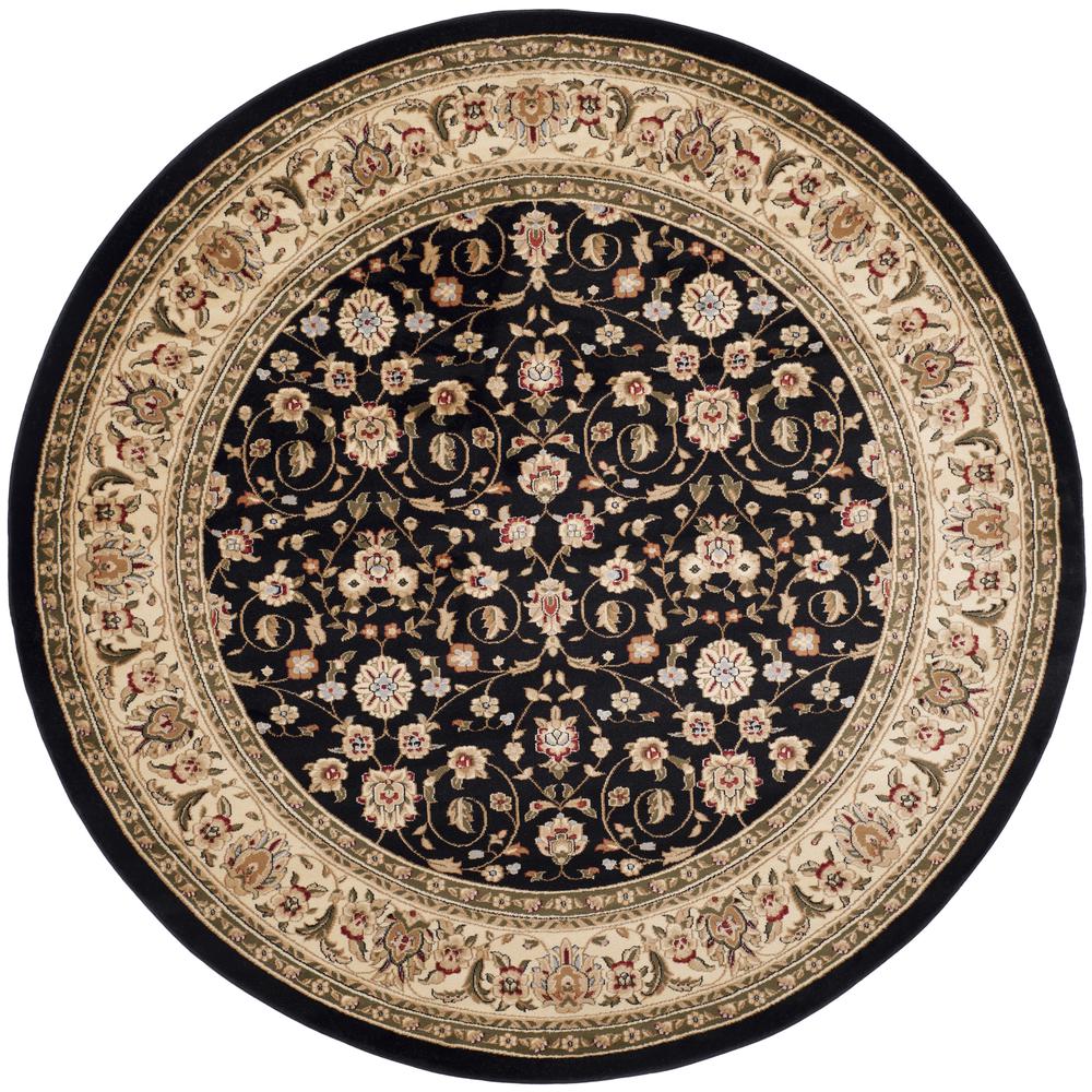LYNDHURST, BLACK / IVORY, 8' X 8' Round, Area Rug, LNH316B-8R. Picture 3