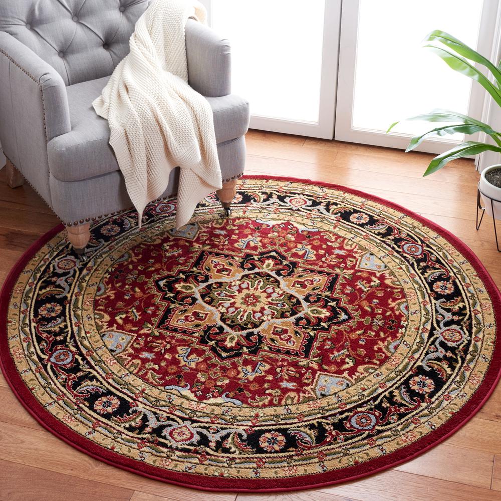 LYNDHURST, RED / BLACK, 5'-3" X 5'-3" Round, Area Rug, LNH330B-5R. Picture 2