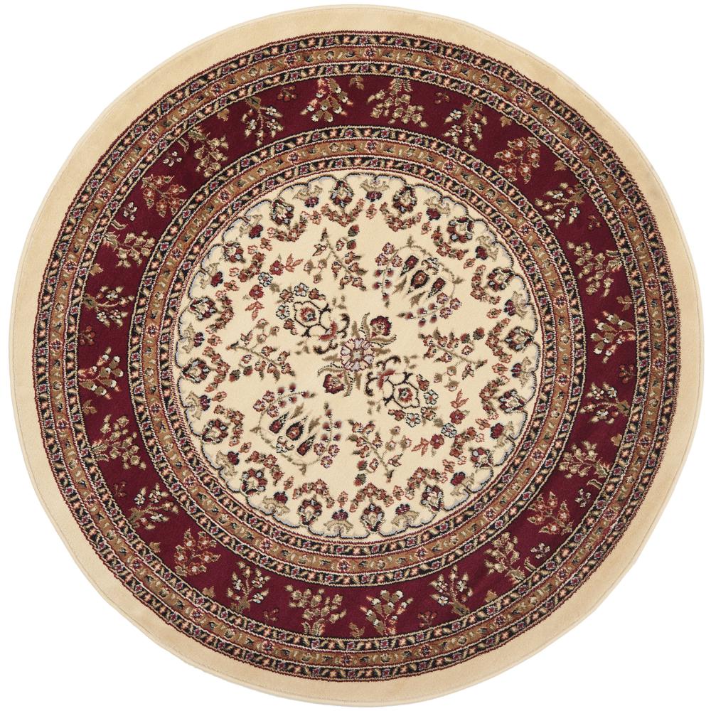 LYNDHURST, IVORY / RED, 5'-3" X 5'-3" Round, Area Rug, LNH331A-5R. Picture 1