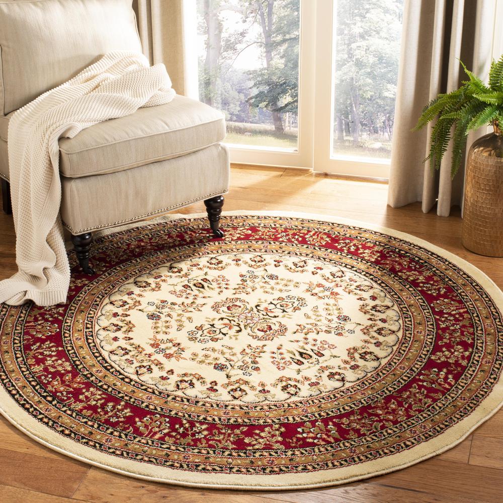 LYNDHURST, IVORY / RED, 5'-3" X 5'-3" Round, Area Rug, LNH331A-5R. Picture 2
