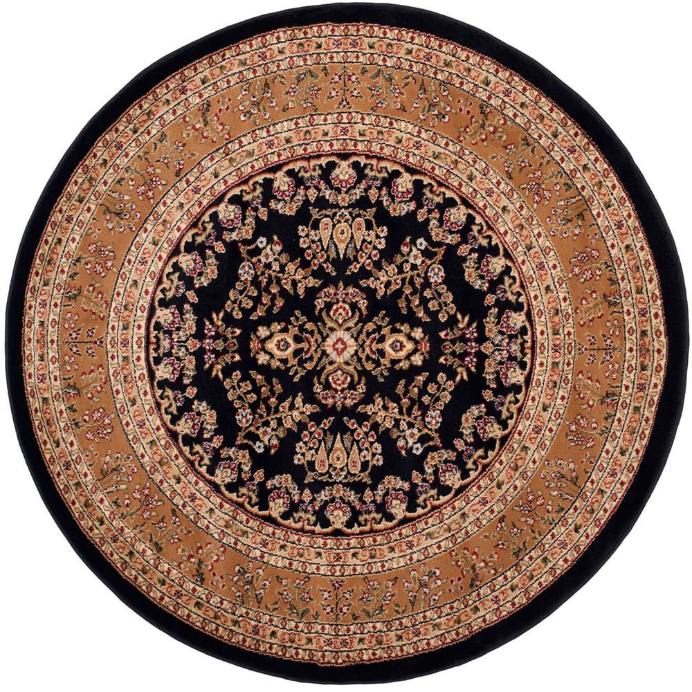LYNDHURST, BLACK / TAN, 5'-3" X 5'-3" Round, Area Rug. Picture 1