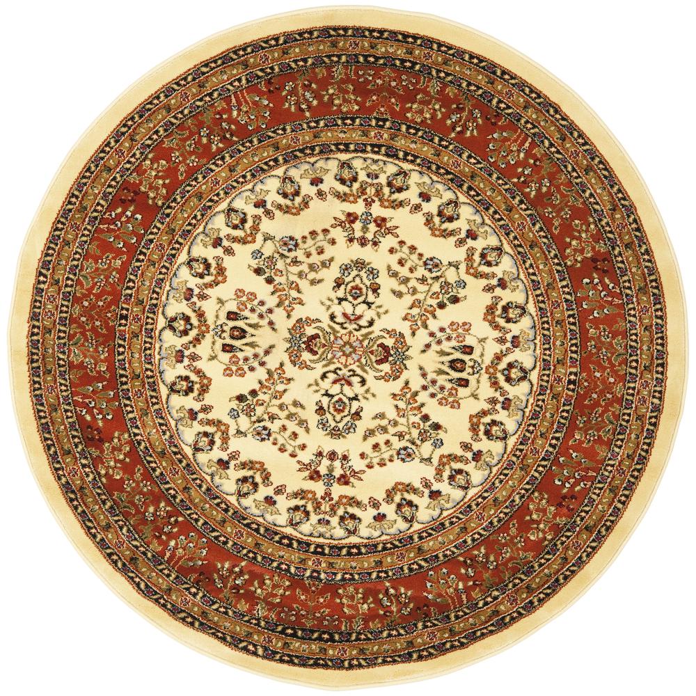 LYNDHURST, IVORY / RUST, 5'-3" X 5'-3" Round, Area Rug, LNH331R-5R. Picture 1