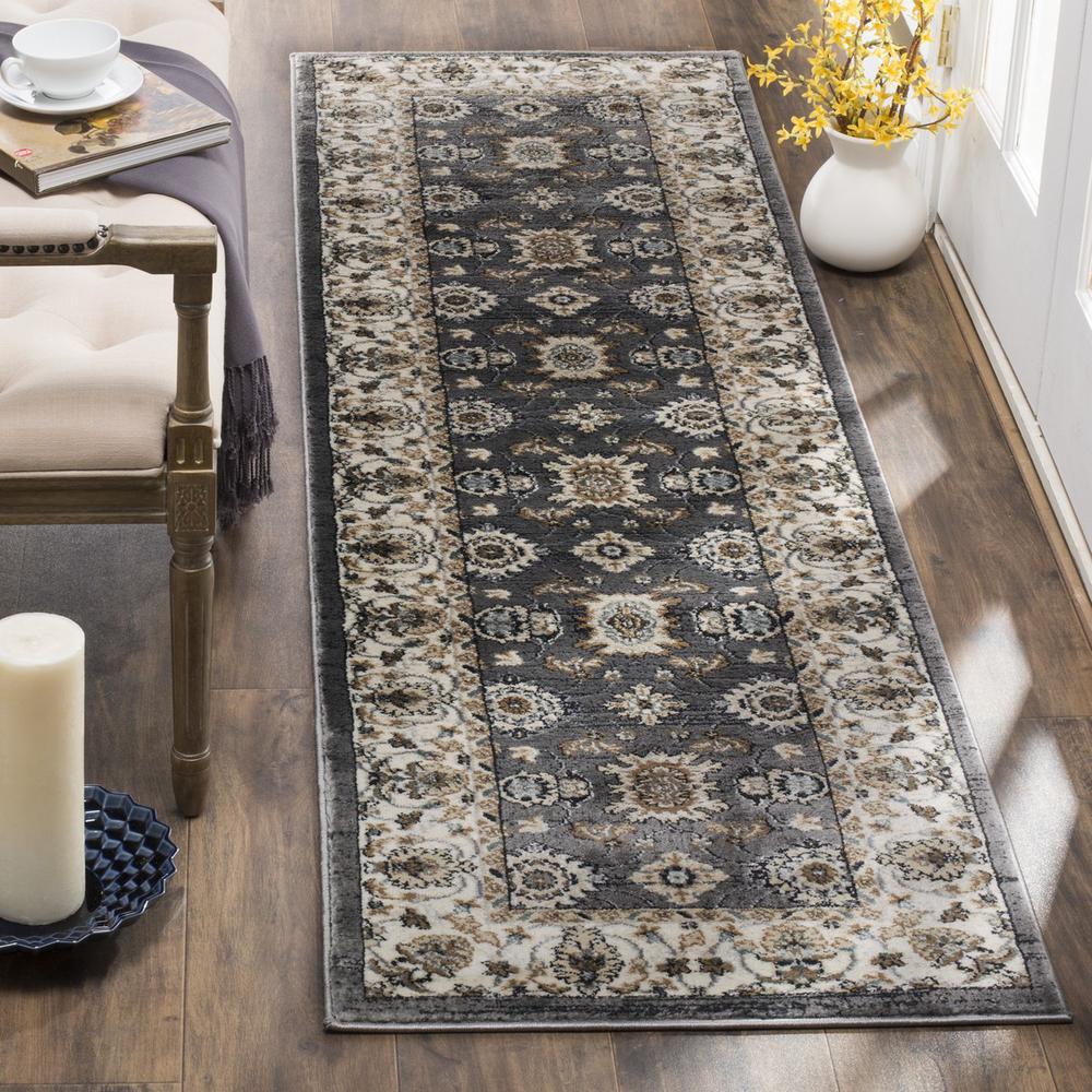 LYNDHURST, GREY / CREAM, 2'-3" X 12', Area Rug, LNH332G-212. Picture 1