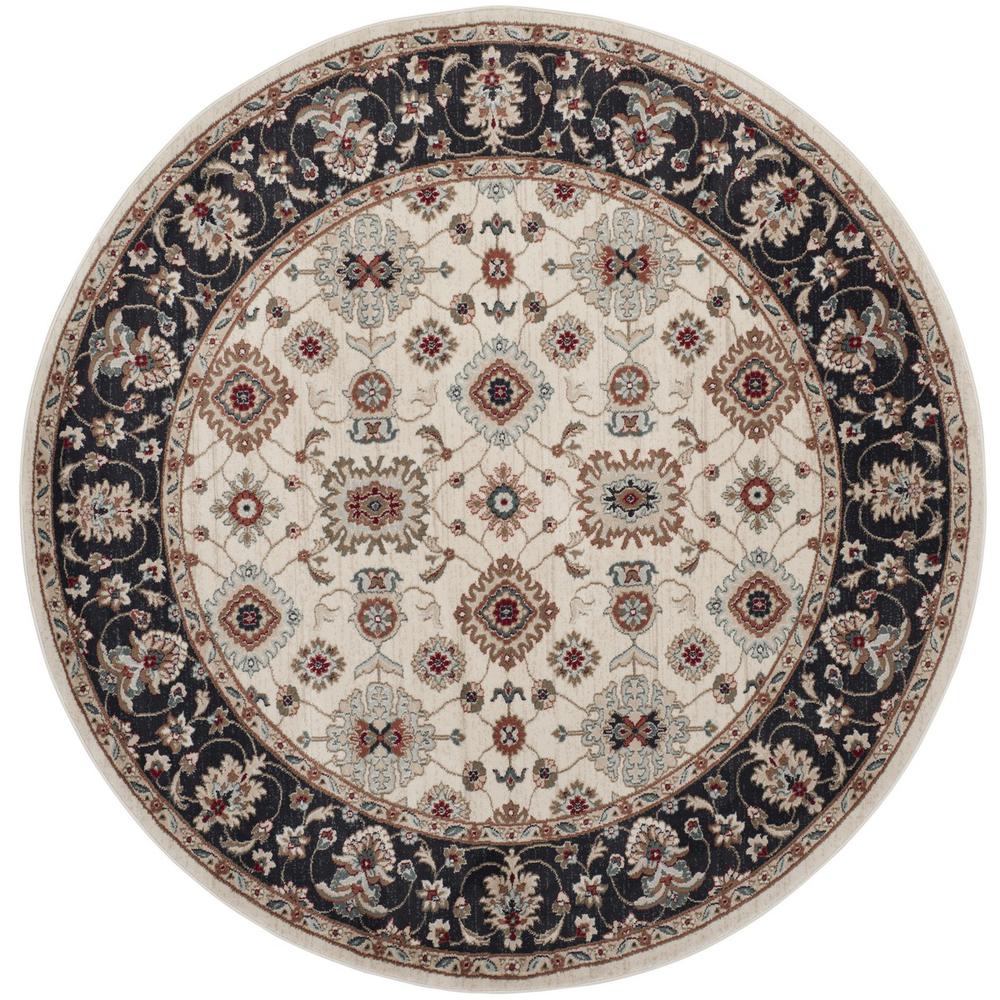 LYNDHURST, CREAM / NAVY, 7' X 7' Round, Area Rug, LNH332K-7R. Picture 1