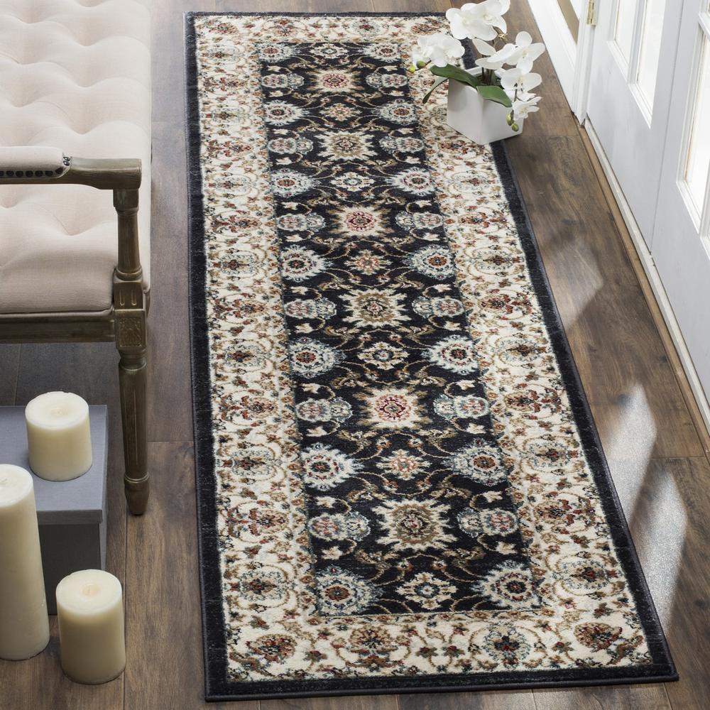 LYNDHURST, NAVY / CREME, 2'-3" X 12', Area Rug. Picture 1