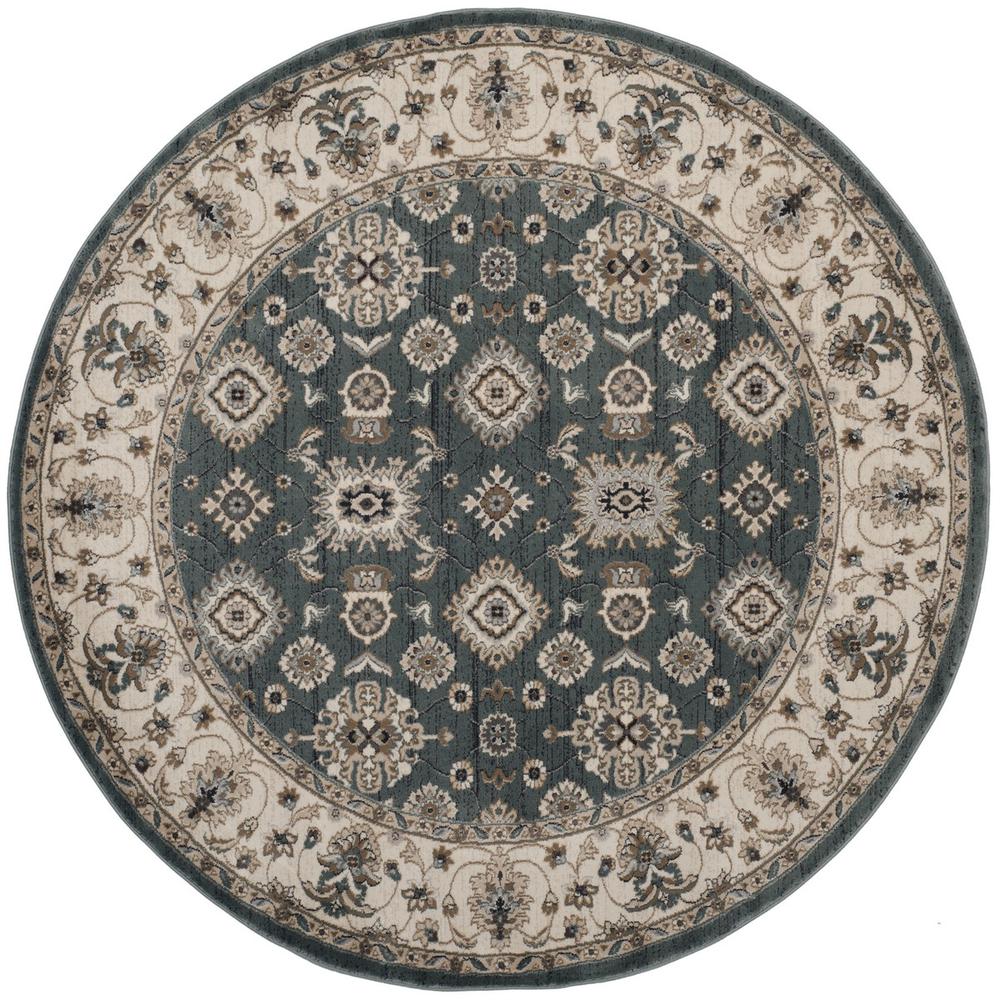LYNDHURST, TEAL / CREAM, 7' X 7' Round, Area Rug. Picture 1