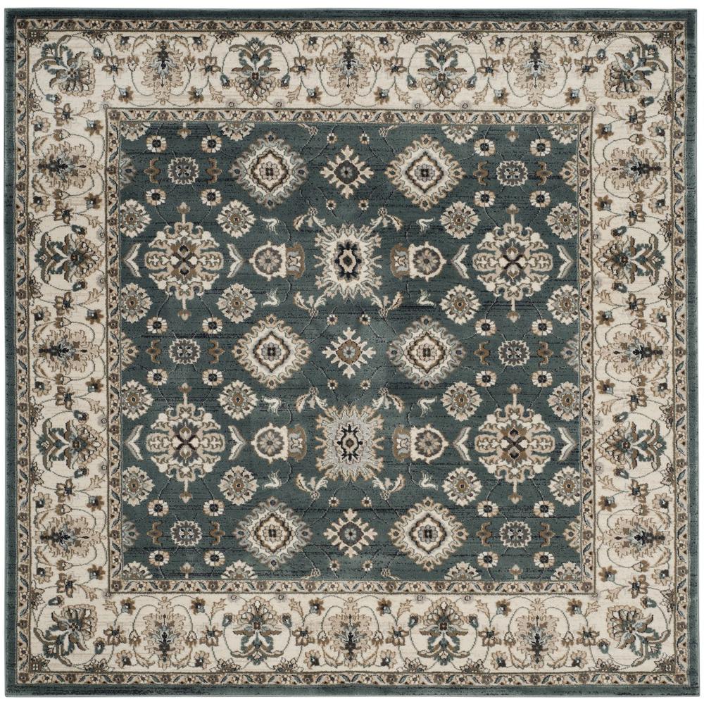 LYNDHURST, TEAL / CREAM, 7' X 7' Square, Area Rug. Picture 1