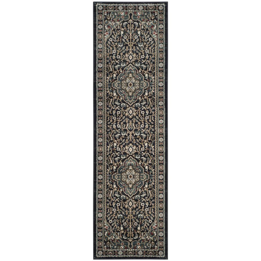 LYNDHURST, ANTHRACITE / TEAL, 2'-3" X 8', Area Rug. Picture 1