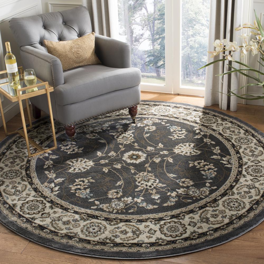 LYNDHURST, GREY / CREAM, 7' X 7' Round, Area Rug, LNH340G-7R. Picture 2
