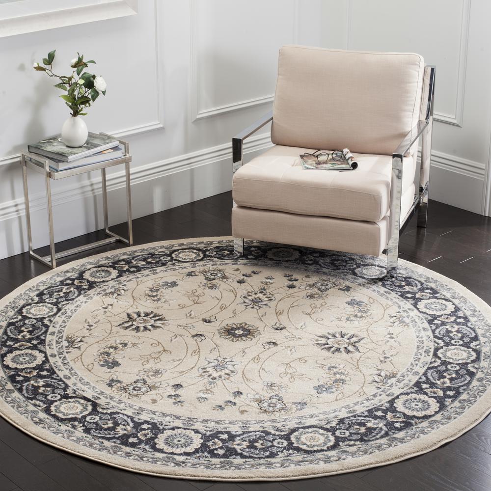 LYNDHURST, LIGHT BEIGE / ANTHRACITE, 7' X 7' Round, Area Rug. Picture 2