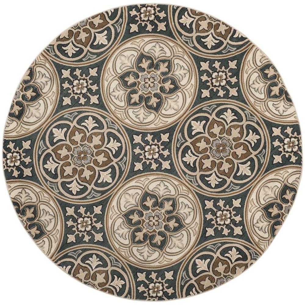 LYNDHURST, SLATE BLUE / BEIGE, 8' X 8' Round, Area Rug. Picture 1