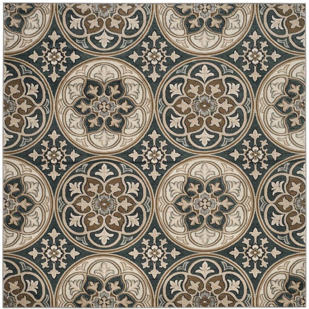 LYNDHURST, SLATE BLUE / BEIGE, 8' X 8' Square, Area Rug. Picture 1