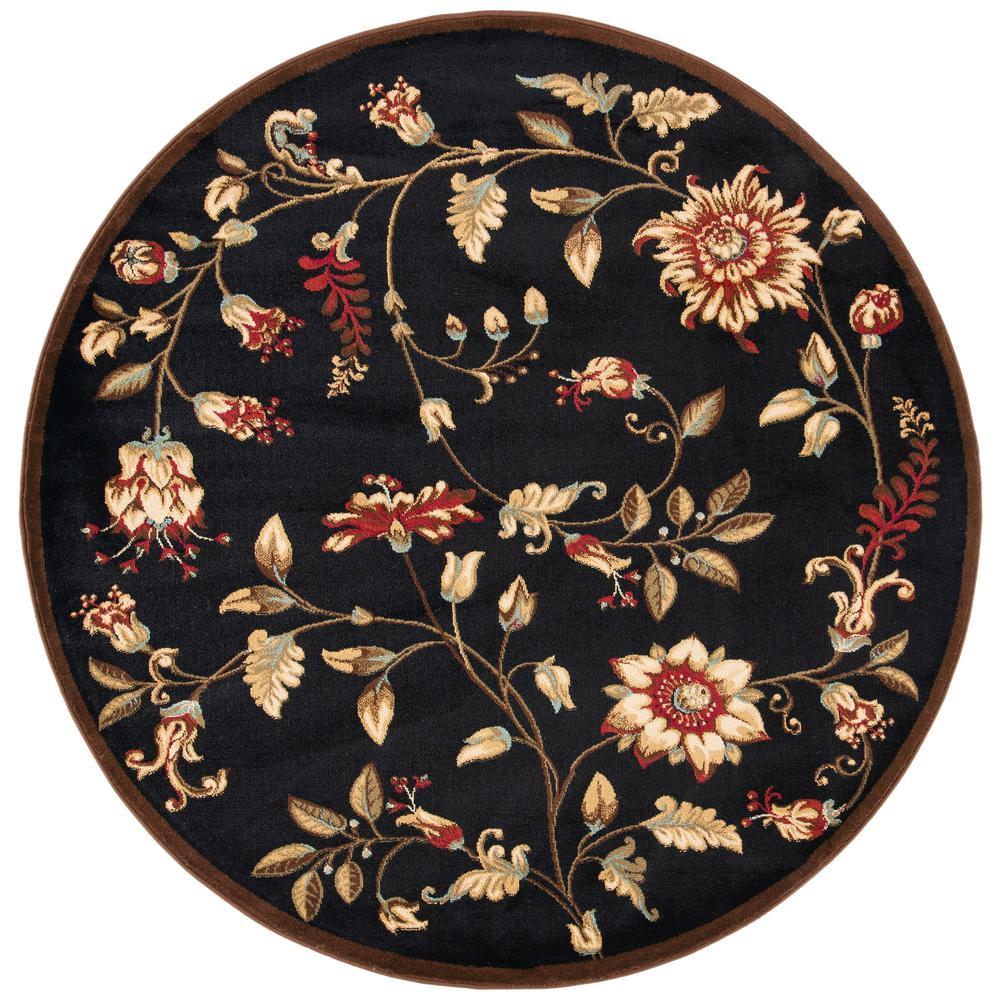 LYNDHURST, BLACK / MULTI, 5'-3" X 5'-3" Round, Area Rug, LNH552-9091-5R. Picture 1