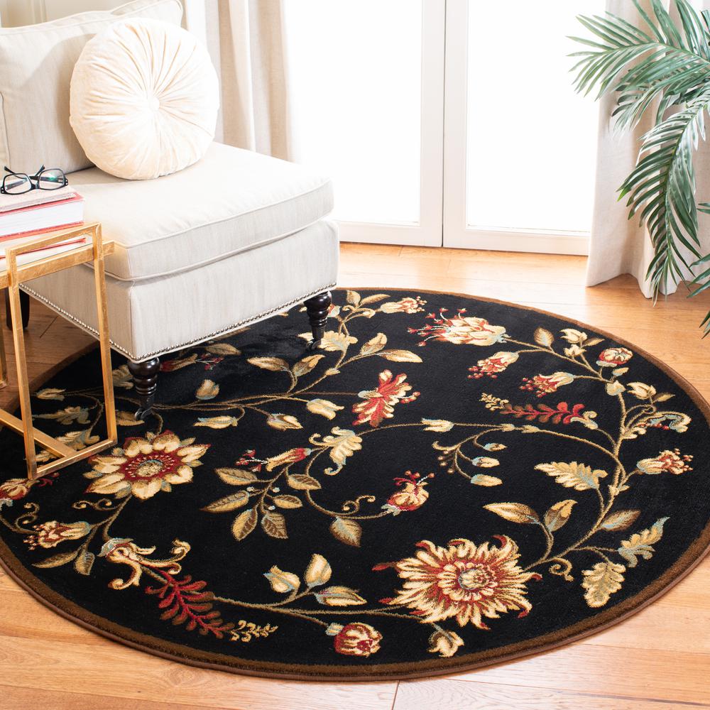 LYNDHURST, BLACK / MULTI, 5'-3" X 5'-3" Round, Area Rug, LNH552-9091-5R. Picture 2
