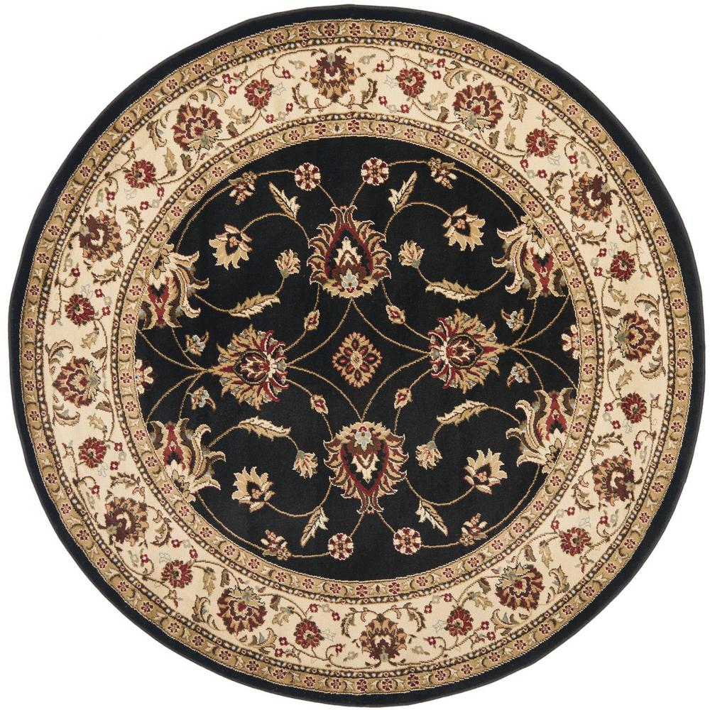LYNDHURST, BLACK / IVORY, 5'-3" X 5'-3" Round, Area Rug, LNH553-9012-5R. Picture 1