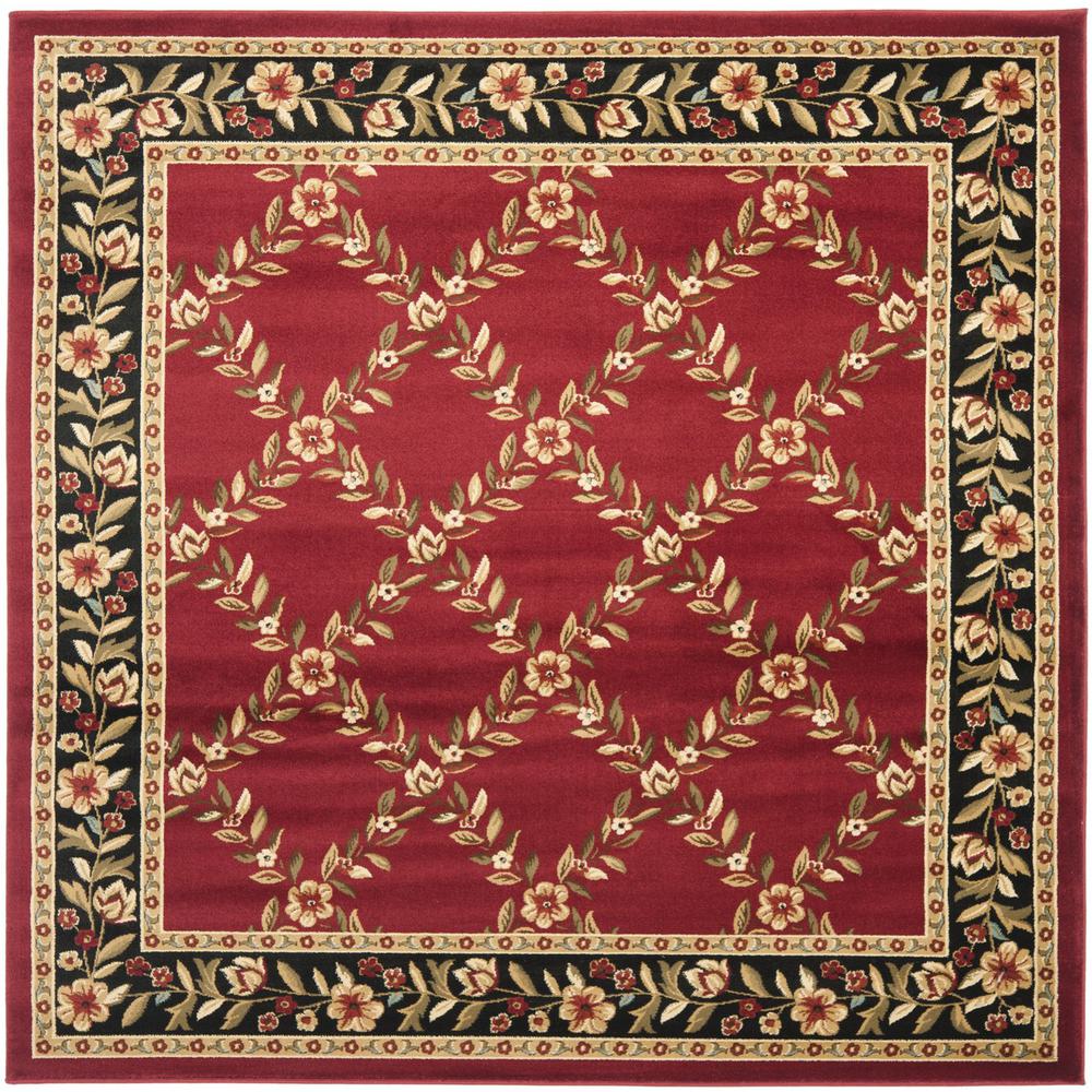 LYNDHURST, RED / BLACK, 6'-7" X 6'-7" Square, Area Rug. Picture 1