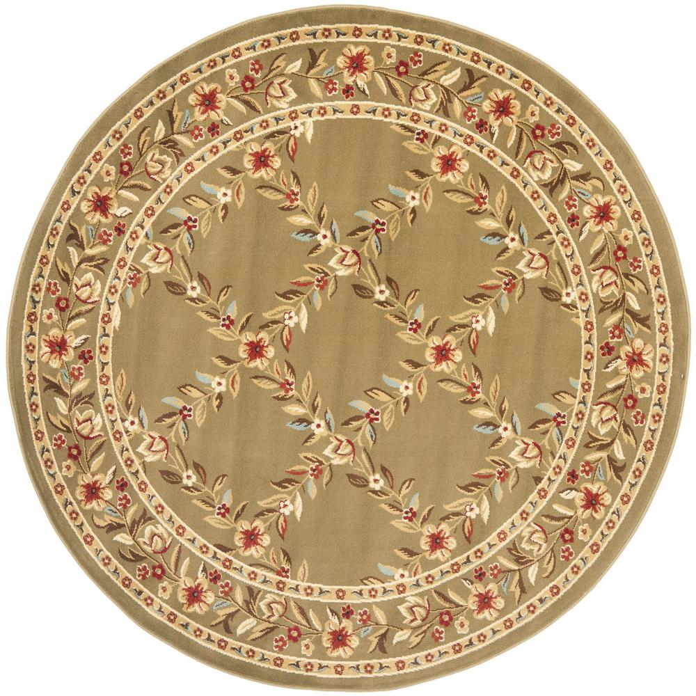 LYNDHURST, GREEN / GREEN, 5'-3" X 5'-3" Round, Area Rug. Picture 1